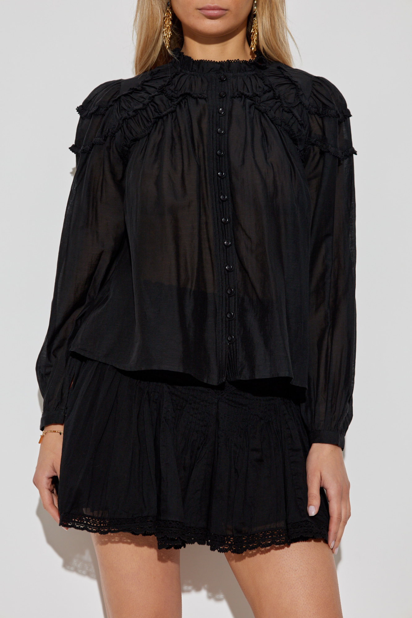 Tシャツ・カットソー ISABEL MARANT ETOILE CHRISTA SHIRT (HT0681FBB3J04E 01BK) Marant Etoile Shirt 